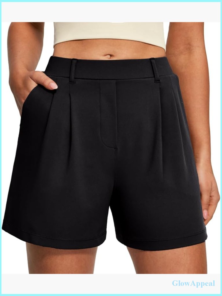 High Waisted Dress Shorts Pull On Business Casual A-Line Summer Shorts